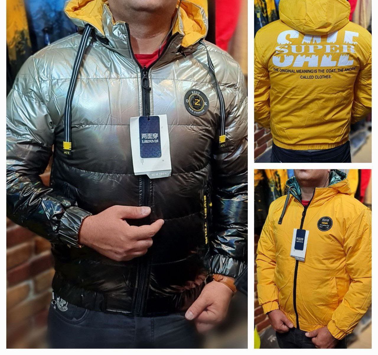 کاپشن خارجی پفکی براق سیلیکونی مردانه و زنانه دو رو